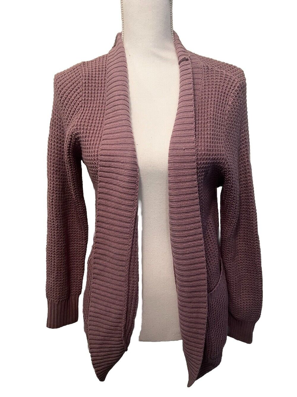Merokeety Lavender Purple Long Sleeve Sweater Cardigan Sz M